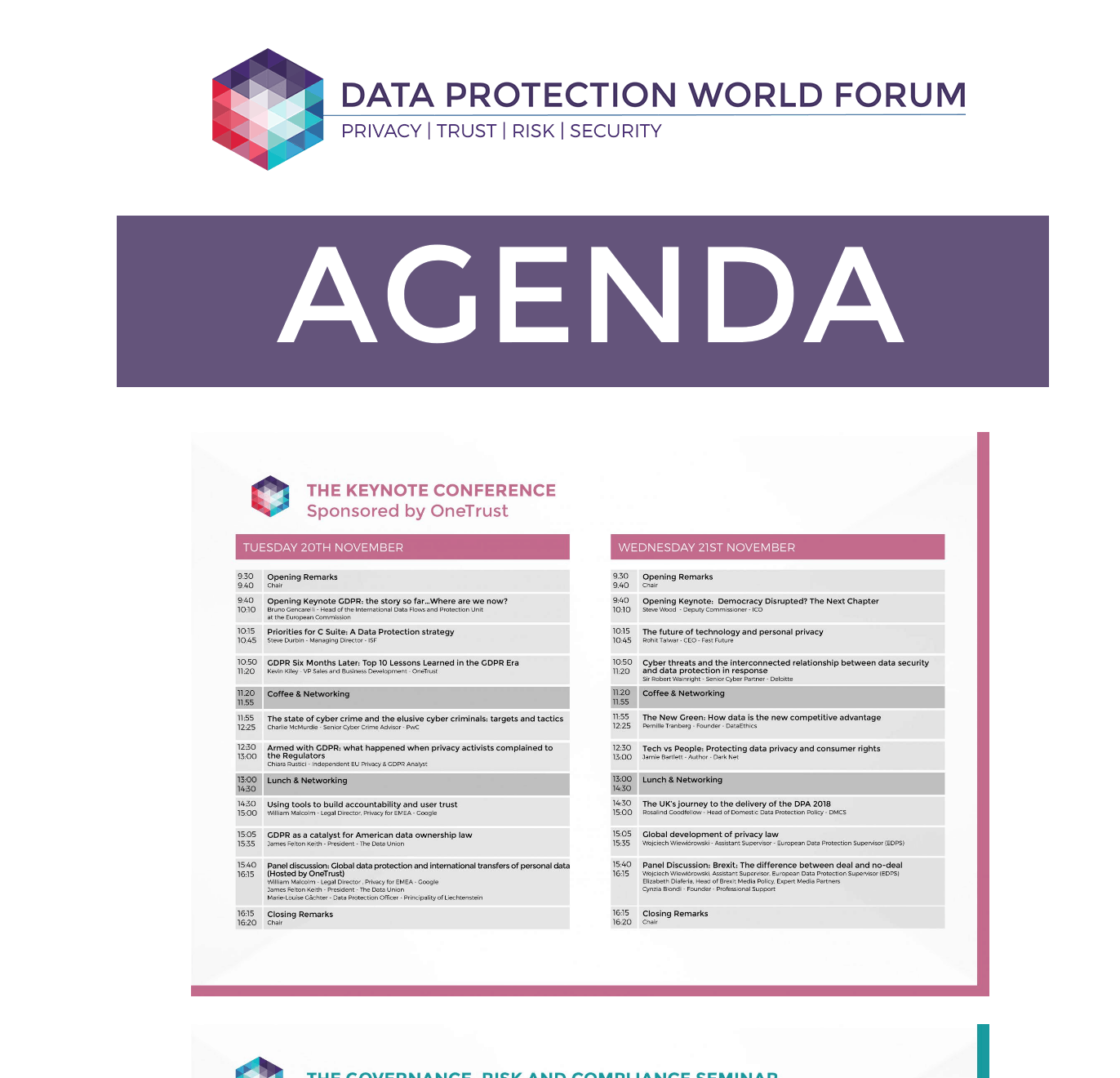 View - Data Protection World Forum – Agenda